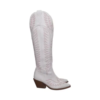 Cowboyboots (Vit, Rosa)