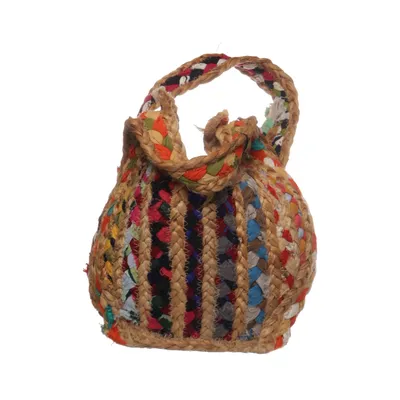 Handbag (Beige, Multicolored) Cotton