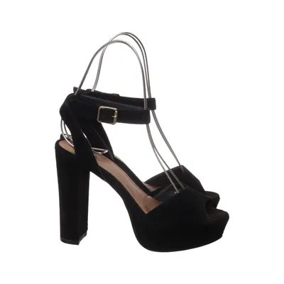 High heel sandals (Black) from Akira Faux leather, Faux suede