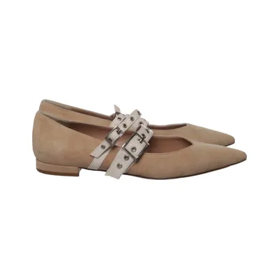 Ballerinasko (Beige, Hvid) fra Julie Dee Læder