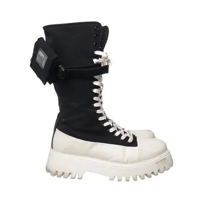 Bottes à lacets (Noir, Blanc)