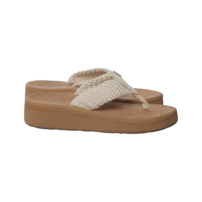 Flip-flops (White, Brown) from Roxy Cotton, Polyurethane