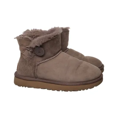Ankelstøvler (Mini Bailey Button) fra UGG Læder, Uld