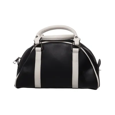 Handbag (Black, White) from My Accessories Cotton, Polyurethane