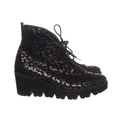 Ankle boots (Black, Silver) from Waldläufer Leather, Polyester