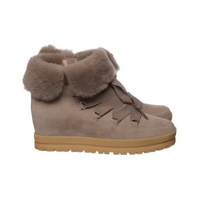 Schnürstiefel (Beige) von Marc Cain Pelz, Leder