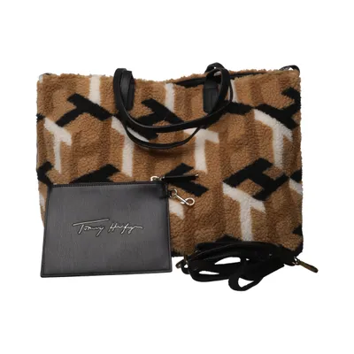 Handväska (Beige, Svart, Vit) från Tommy Hilfiger Akryl, Polyester, Polyuretan