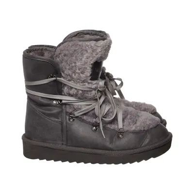 Laced boots (Gray) from D.Franklin Faux leather, Polyester