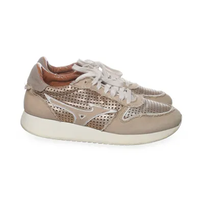 Träningsskor (Beige, Guldfärgad) från Mizuno Skinn, Bomull, Mocka