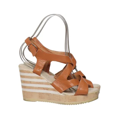Chaussure compensées (Marron, Blanc) de GKM Cuir