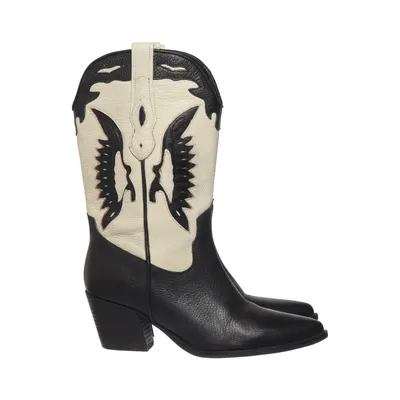 Cowboylaarzen (Zwart, Wit) van Manfield Leer