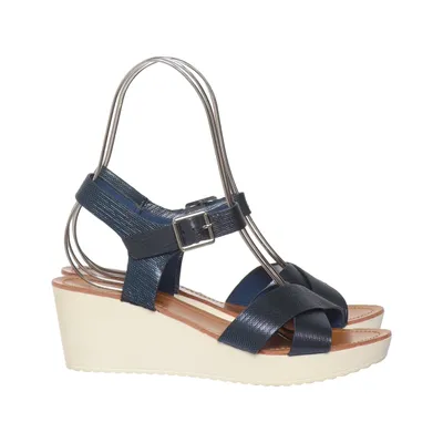 Chaussure compensées (Bleu, Beige) de Ella Cruz Cuir
