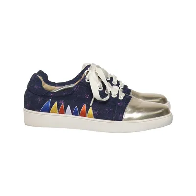 Baskets (Bleu, Or) de Andrea Conti Cuir