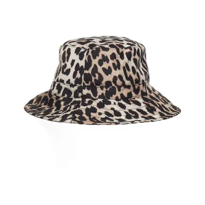 Bøllehat (Beige, Sort, Flerfarvet) fra Ganni Bomuld, Genanvendt polyester