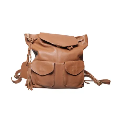 Rucksack (Braun) von Mint & Berry Baumwolle, Leder