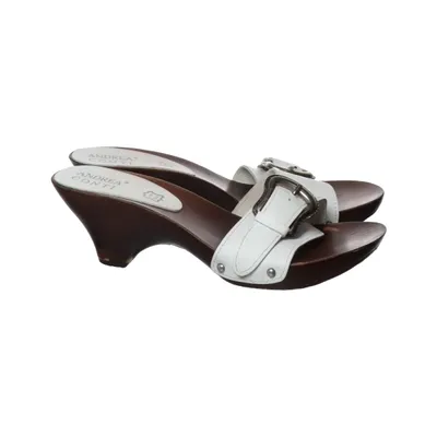 Clogs (White, Brown) from Andrea Conti Leather