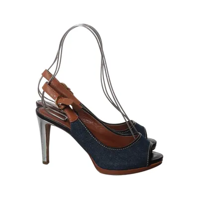 Sandaletten (Blau, Braun, Mehrfarbig) von Sergio Rossi Baumwolle, Leder