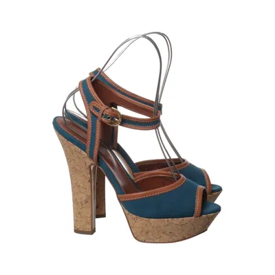 Wedges (Blue, Brown) from Sergio Rossi Leather
