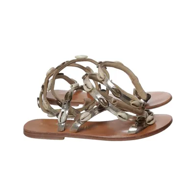 Gladiator sandalen (Bruin, Zilver) van Ilario Ferucci Leer