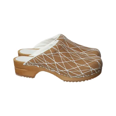 Clogs (Brown, White) from Sanita Leather