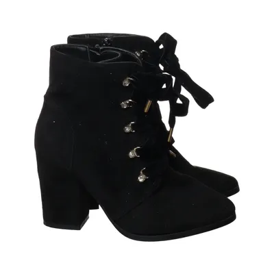 Heeled boots (Black) from Gémo Faux suede