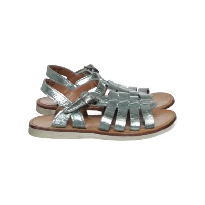 Sandals (Silver, Brown) from Pom d'Api Leather