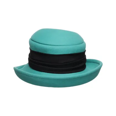 Cloche hat (Turquoise, Black) from Tonak Rabbit fur
