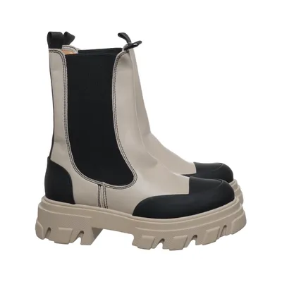 Chelsea Boots (Beige, Schwarz) von Ganni