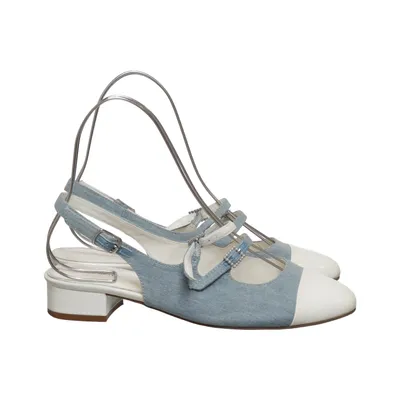 Sandals (Blue, White) from Kate Gray Cotton, Leather