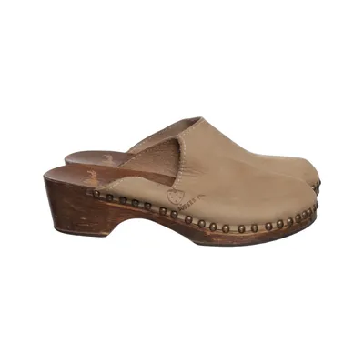 Clogs (Beige) from Adelheid Leather