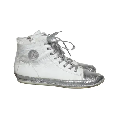 Bottes à lacets (Blanc, Argent) de Andrea Conti Cuir