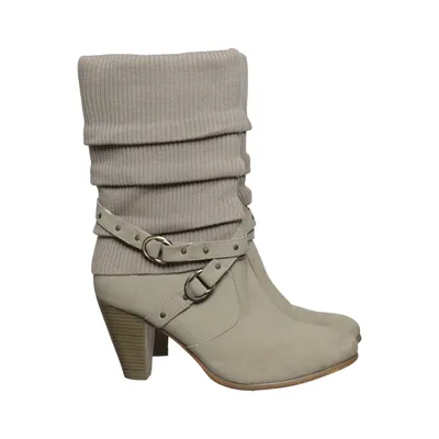 Heeled boots (Beige) from Super Mode Leather