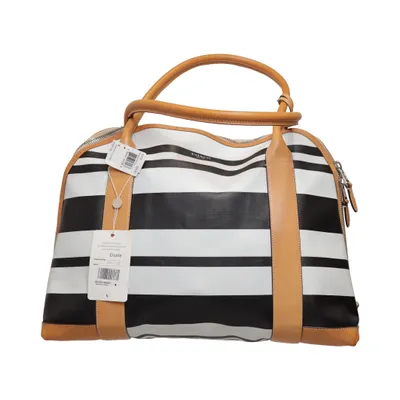 Handbag (Black, White, Brown) from Coach Cotton, Leather