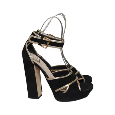 Sandales à talons hauts (Noir, Or) de Miu Miu Cuir