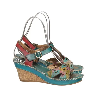 Wedges (Green, Multicolored) from Laura Vita Leather