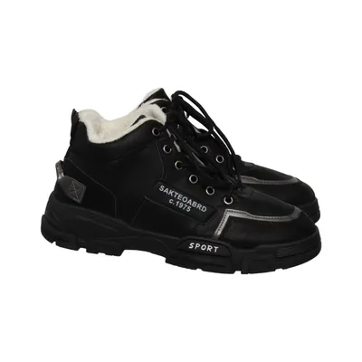 Laced boots (Black) Polyurethane