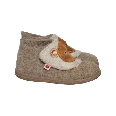 Slippers (Bruin, Beige) van Elefanten Polyurethaan, Wol