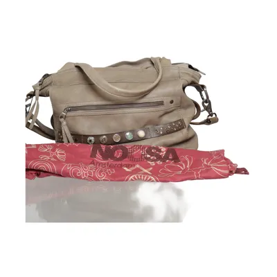 Skuldertaske (Grå, Beige, Brun, Pink) fra Noosa Bomuld, Læder