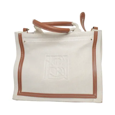 Handbag (Beige, Brown) from Bestini Cotton, Polyurethane, Recycled polyester