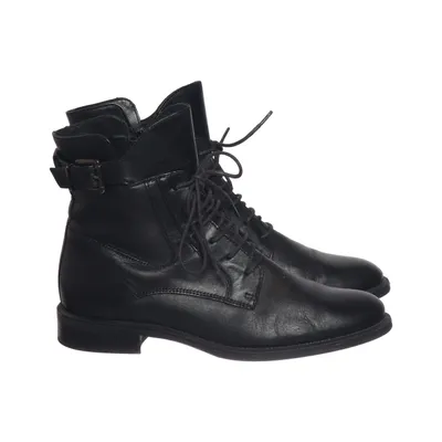 Laced boots (Black) from Schuhengel Leather