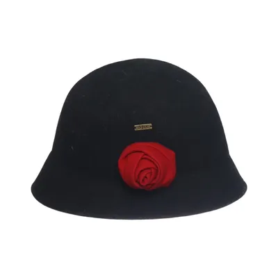Chapeau cloche (Noir, Rouge) de Delux Laine
