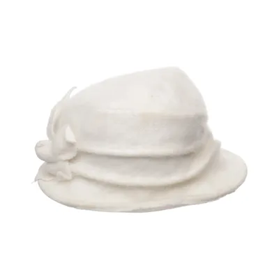 Buckethatt (Vit) från Seeberger Angora, Polyamid, Ull