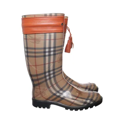 Regenlaarzen (Beige, Meerkleurig) van Burberry Leer