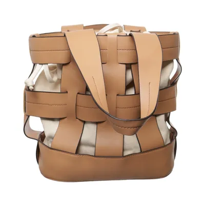 Handväska (Beige, Vit) från JustFab Bomull