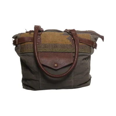 Canvas tas (Grijs, Bruin) van Loberon Katoen, Leer, Wol