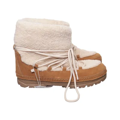 Laced boots (Brown, Beige) from Oysho Leather, Polyester