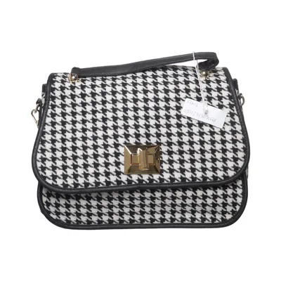 Skuldertaske (Sort, Hvid) fra Intrend Polyester, Polyurethan, Viscose, Uld