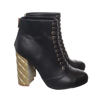 Heeled boots (Black, Gold) from Cassis Leather