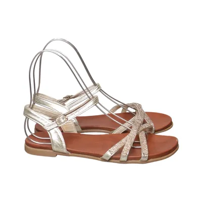 Sandals (Gold, Brown) from TopWay Leather