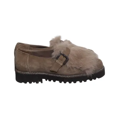 Loafers (Beige) from Viamercanti Suede, Rabbit fur